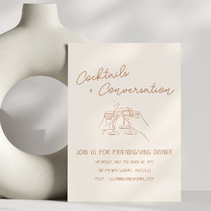 Invitación Cocktails de Acción de Gracias con amigos con gara