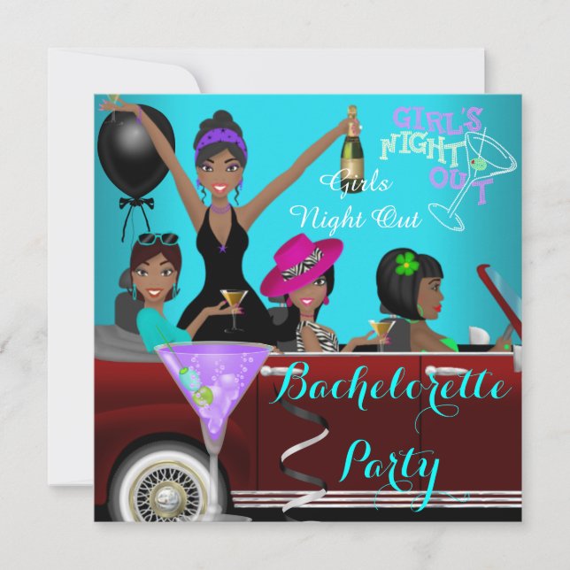 Invitación Cocktails de coches de la fiesta de la soltera Ver (Anverso)