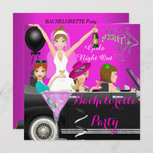 Invitación Cocktails de coches Limo Pink Fun Limo de la Bache