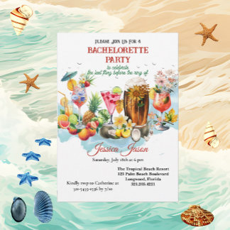 Invitación Cocktails de playa Frutas tropicales Fiesta de la