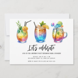 Invitación Cocktails de verano acuarela Fiesta de cumpleaños