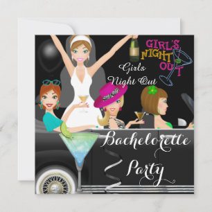 Invitación Cocktails del coche de Bachelorette Party Fun Limo
