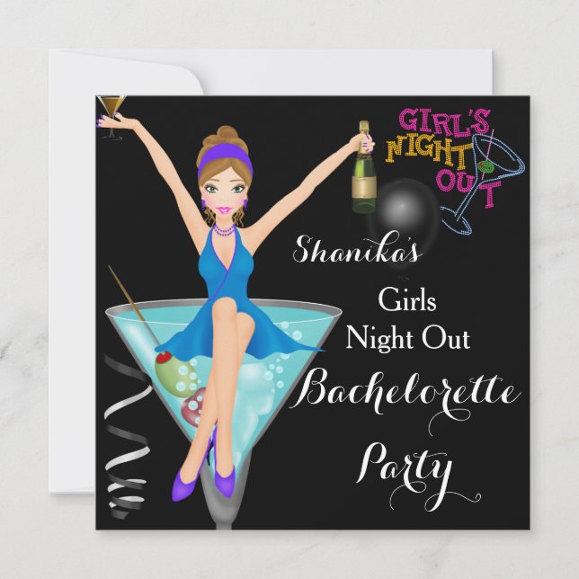 Invitación Cocktails divertidos de la fiesta de la soltera be (Anverso)