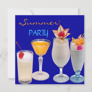 Invitación Cocktails Fiesta de verano bebe amarillo azul