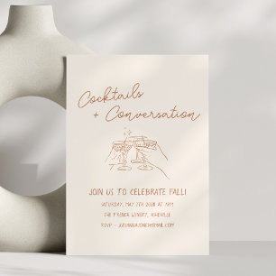 Invitación Cocktails Garabatos a Mano Fiesta de Otoño