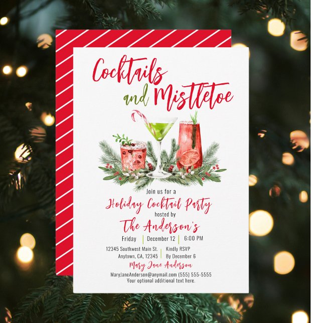 Invitación Cocktails & Mistletoe Festive Drinks Fiesta de vac (Subido por el creador)