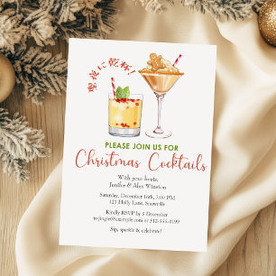 Invitación Cocktails Navidades Fiesta Gingerbread Watercolor