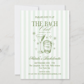 Invitación Cocktails vintage Club Bachelorette Party Green