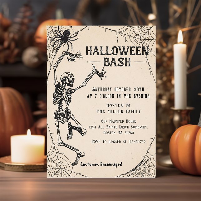Invitación Cocktails vintage Skeleton Fiesta de Halloween par (Subido por el creador)