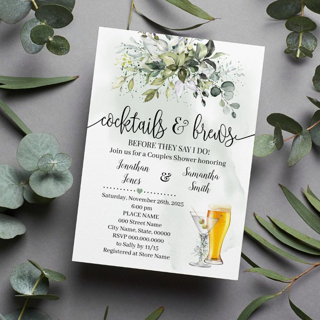 Invitación Cocktails y brews Ducha Eucalyptus Verdor (Subido por el creador)