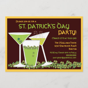 Invitación Cocktails y cerveza verdes del Día de San Patricio