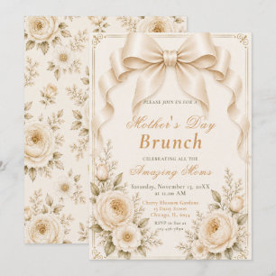 Invitación Coco Chanel de champán floral Día de la Madre Brun