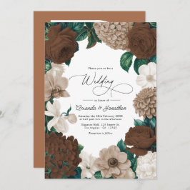 Invitación Cocoa Bean, Mushroom Taupe & Vanilla Cream Wedding