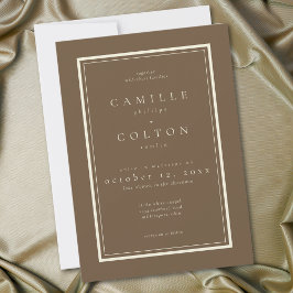 Invitación Cocoa Brown Minimalist Frame Wedding