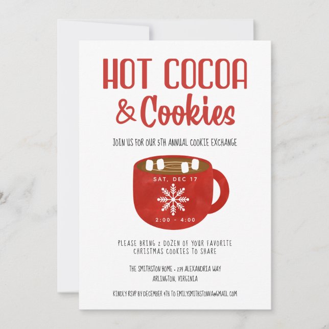Invitación Cocoa Cookies Navidades de nieve Fiesta de vacacio (Anverso)