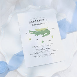 Invitación Cocodrilo cutáneo | Moderno Baby Boy Baby Shower