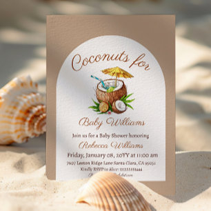 Invitación Cocos de beige tropical para Baby Shower