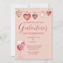 Cóctel acuarela festivo galentine's Day Pink