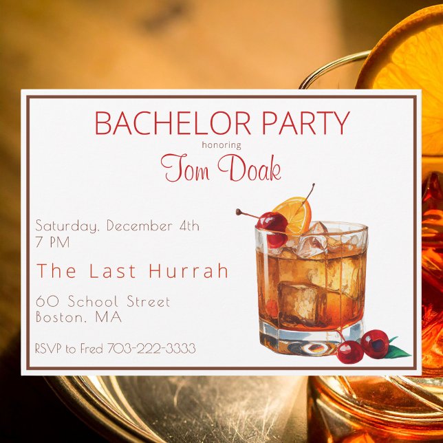 Invitación Cóctel Clásico de Soltero / Whisky Old Fashioned (Subido por el creador)