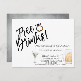 Invitación Cóctel de Acuarela,Cerveza,Bebidas Gratis Boda