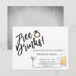 Invitación Cóctel de Acuarela,Cerveza,Bebidas Gratis Boda