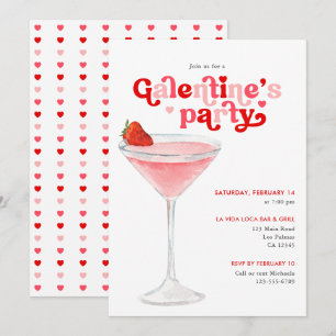 Invitación Cóctel de Acuarela Fiesta Retro del Día de Galenti