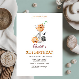 Invitación Cóctel de calabaza de acuarela Cumpleaños de Hallo