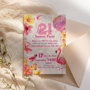 Invitación Cóctel de cumpleaños para la fiesta del atardecer