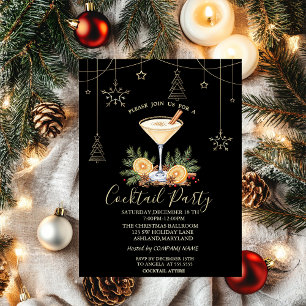 Invitación Cóctel de decoraciones de Navidad naranja Navidad 