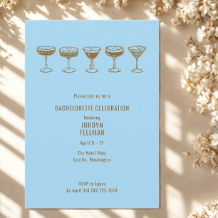 Invitación Cóctel de Espresso Azul para Despedida de Soltera 