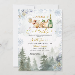 Invitación Cóctel de galletas de copos de nieve Fiesta de Nav