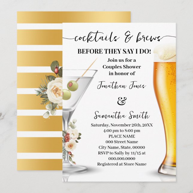 Invitación Cóctel de invierno & Cervezas antes de la ducha de (Anverso / Reverso)