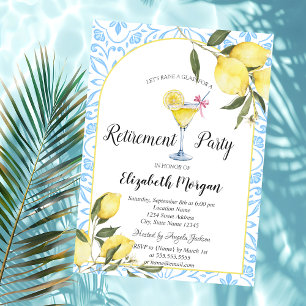 Invitación Cóctel de jubilación azul de limones italianos   
