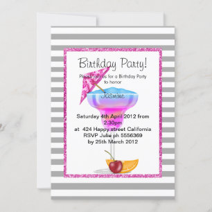 INVITACIÓN CÓCTEL DE LA HUELGA GRIS HAWAIANA DE CUMPLEAÑOS