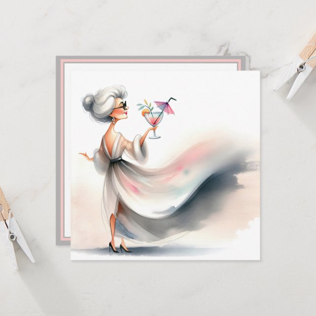 Invitación Cóctel de la Mujer Clásica de la Fiesta del Cumple (Anverso/Reverso In Situ)