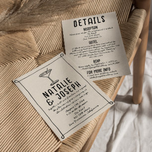 Invitación Cóctel de marco dibujado a mano retro todo en un B