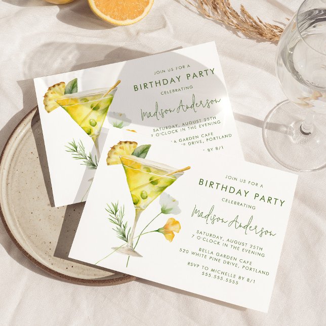 Invitación Cóctel de Martini de Piña Tropical Cumpleaños (Subido por el creador)