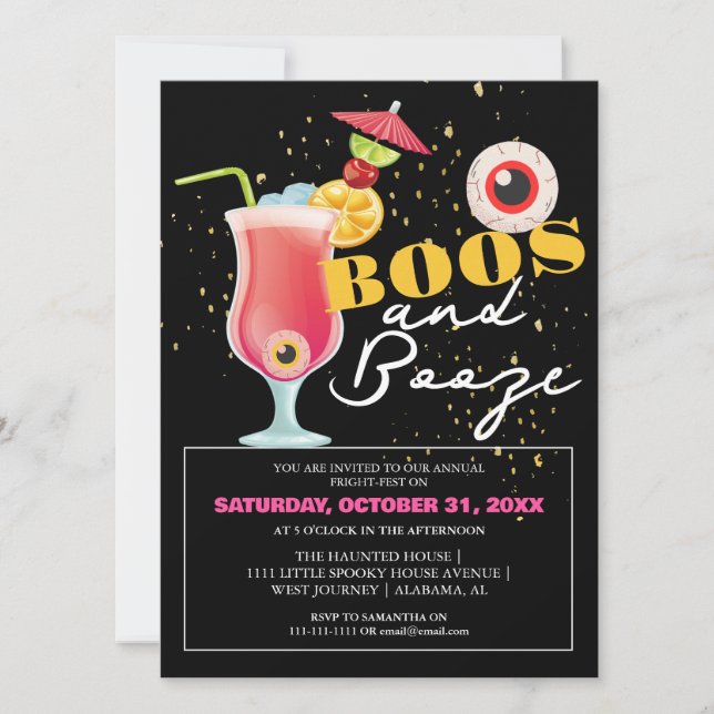 Invitación Cóctel de Ojo Caprichoso Halloween Happy Hour (Anverso)