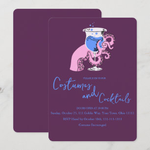 Invitación Cóctel de Tentáculos de Pulpo y Disfraces Hallowee