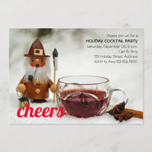 Invitación Cóctel de vacaciones de vino y ganadería acariciad