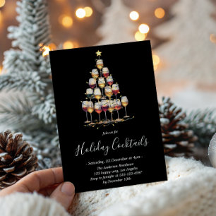 Invitación Cóctel de vacaciones negras - Fiesta de Navidades 