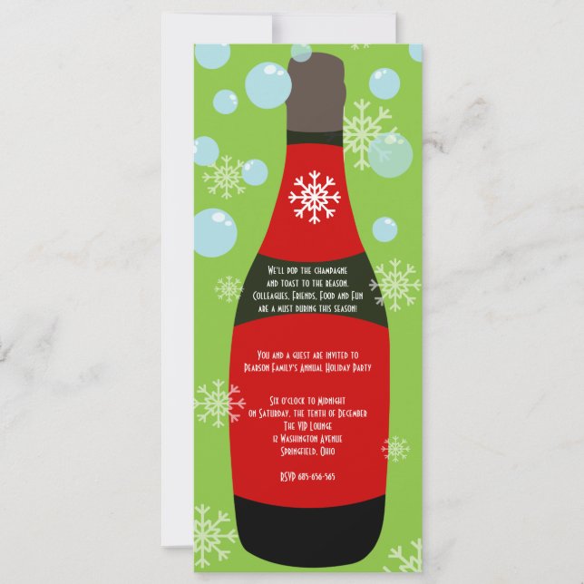 Invitación Cóctel del navidad de Champán (Anverso)