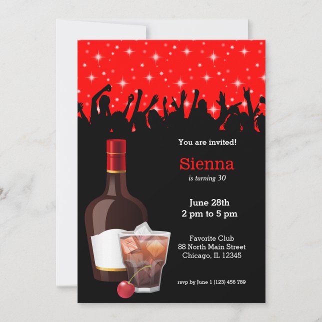 Invitación Cóctel * elegir color de fondo (Anverso)