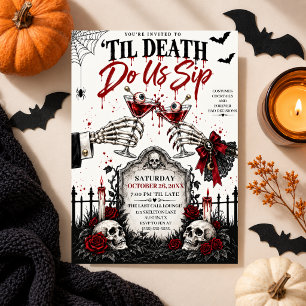 Invitación Cóctel Flor de Halloween RIP Tumba Fiesta Gótica