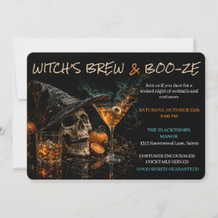 Invitación Cóctel gótico de Halloween Witch’s Brew & Boo ze