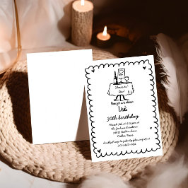 Invitación Cóctel Hand Drawn Scribble 30, 40 cumpleaños