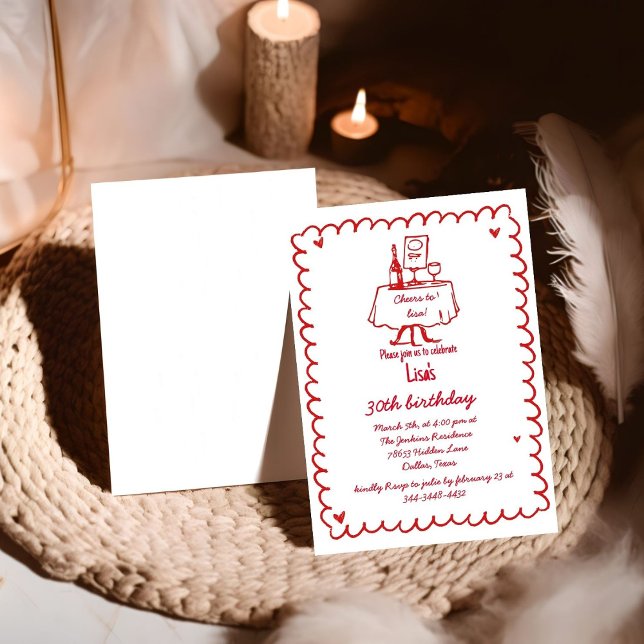 Invitación Cóctel Hand Drawn Scribble 30, 40 cumpleaños (Subido por el creador)