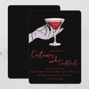 Invitación Cóctel Mano de Bruja Telaraña Fiesta de Halloween