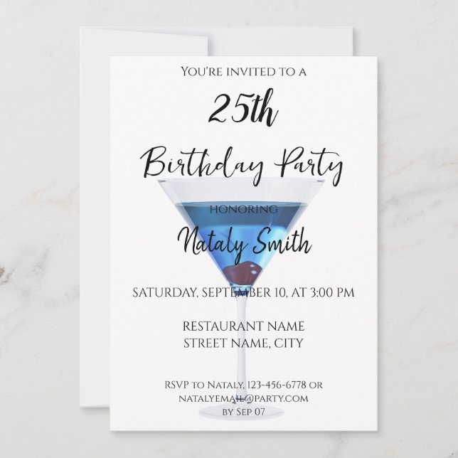 Invitación Cóctel martini colorido (Anverso)