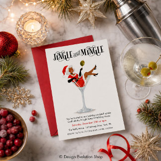 Invitación Cóctel Martini de vacaciones Jingle and Mingle